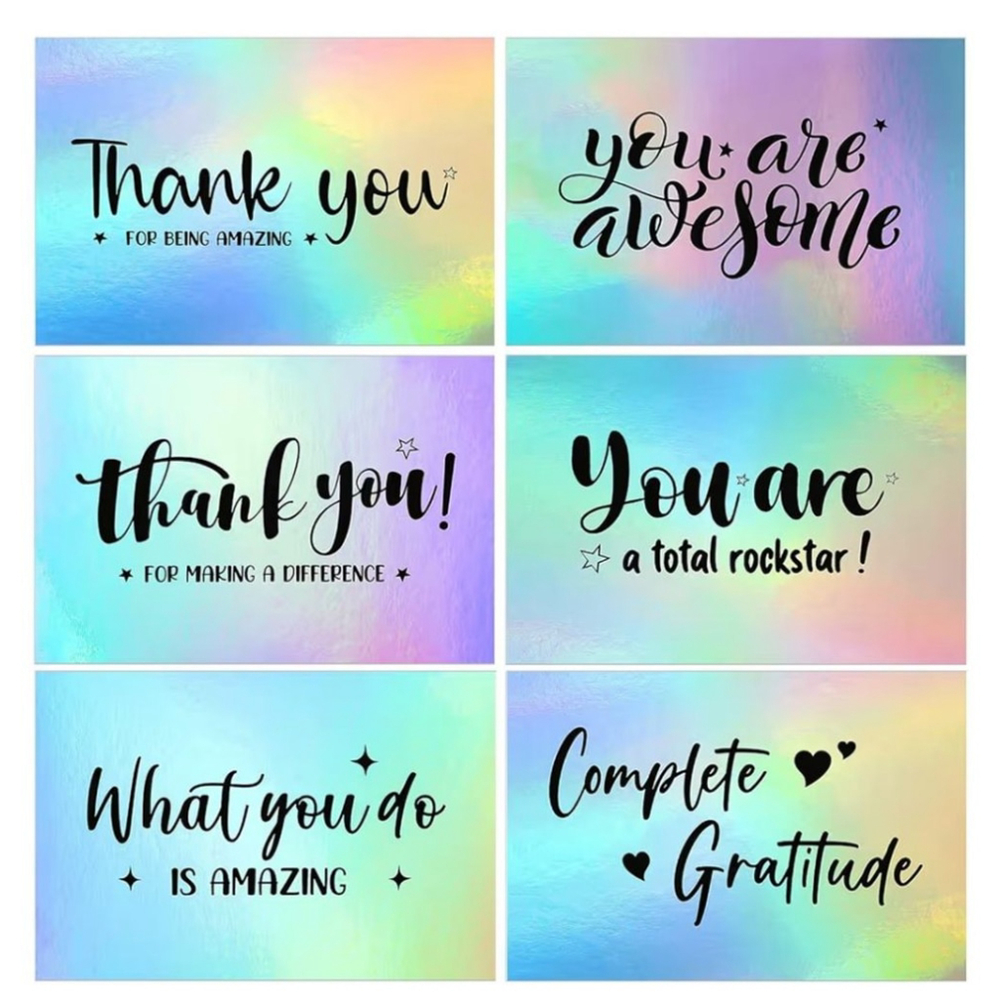 60-Pc Holographic 4x6 Inch Thank You Appreciation Cards